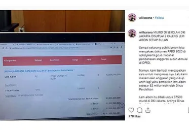 Harga Lem Aibon Rp 828 M Dalam Anggaran Pemprov DKI Jadi Misteri