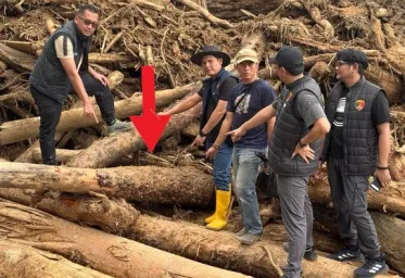 Kayu di Sungai Garoga Sumut  Diambil Sebagai Barang Bukti